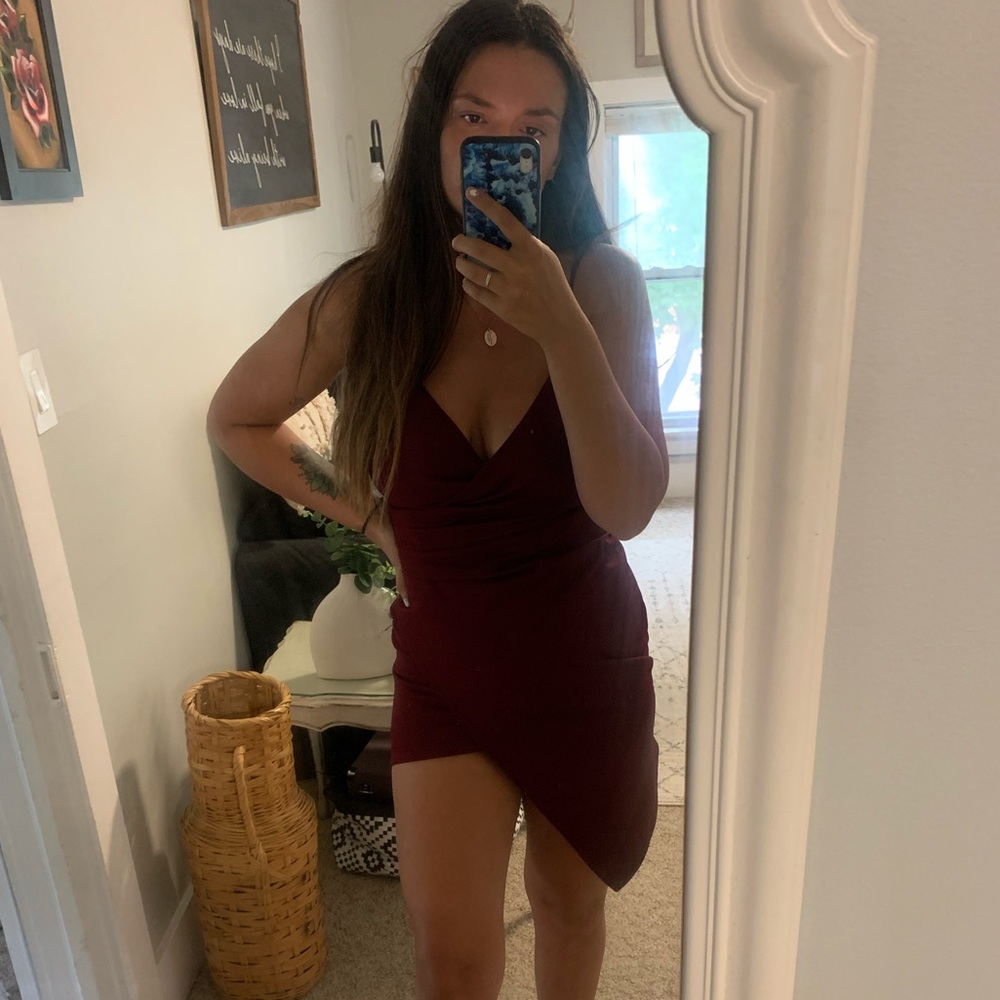 Asymmetrical body con dress